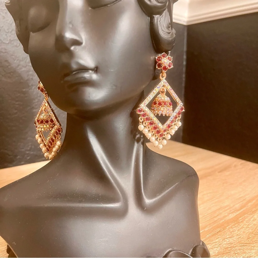 Dark Purple and Gold Statement Earrings